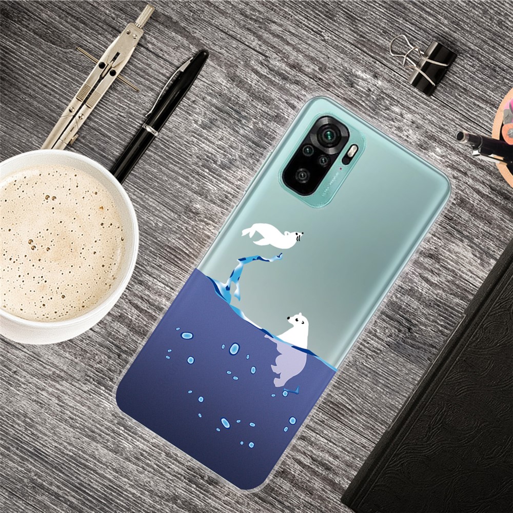 Pattern Printing TPU Back Case for Xiaomi Redmi Note 10 4G - Polar Bear-4