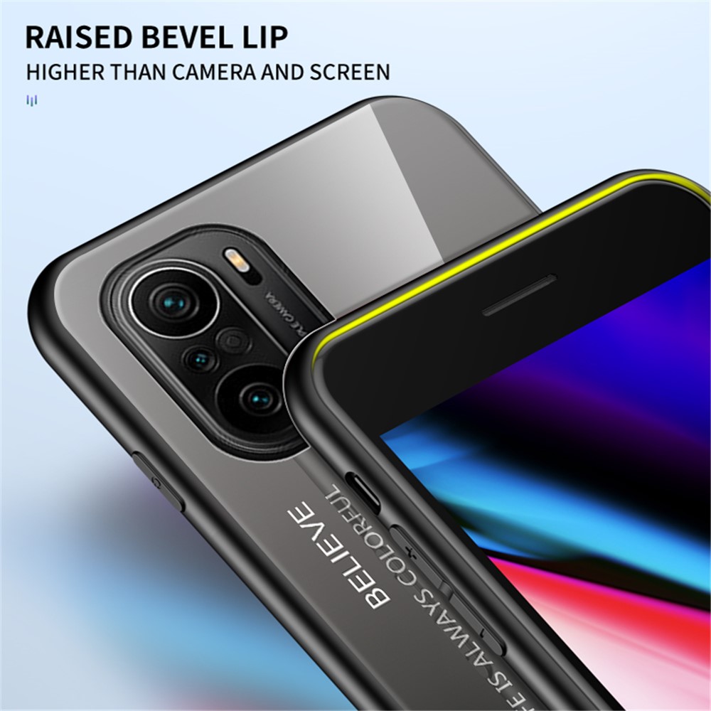 Anti-Scratch Color Gradient Design Well-Protected Tempered Glass Cell Phone Back Case for Xiaomi Redmi K40/Redmi K40 Pro/Poco F3 - Pink/Purple-7