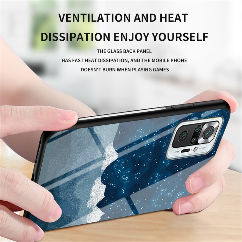Anti-Scratch Starry Sky Pattern Tempered Glass Hybrid Cell Phone Back Case for Xiaomi Redmi Note 10 Pro/Note 10 Pro Max - Color Sky-8