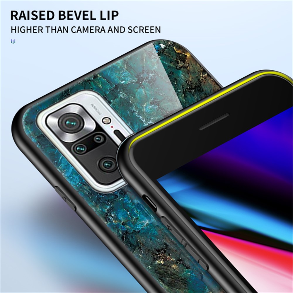 Well-Protected Tempered Glass Marbling Pattern Design Anti-Scratch Cell Phone Cover for Xiaomi Redmi Note 10 Pro/Note 10 Pro Max - Flying Pigeon Marble-4