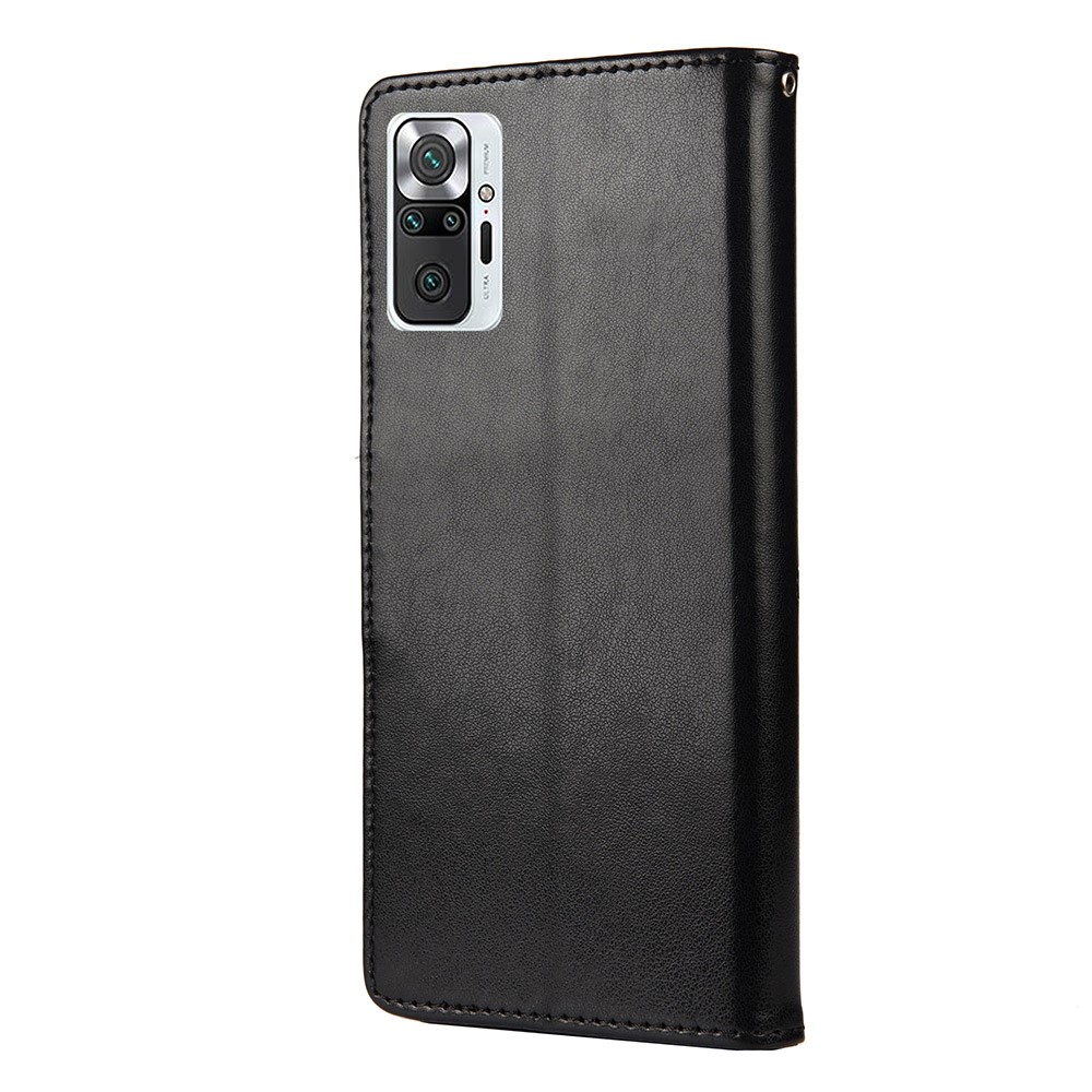Imprinted Butterflies Flower Leather Wallet Stand Case for Xiaomi Redmi Note 10 Pro - Black-3