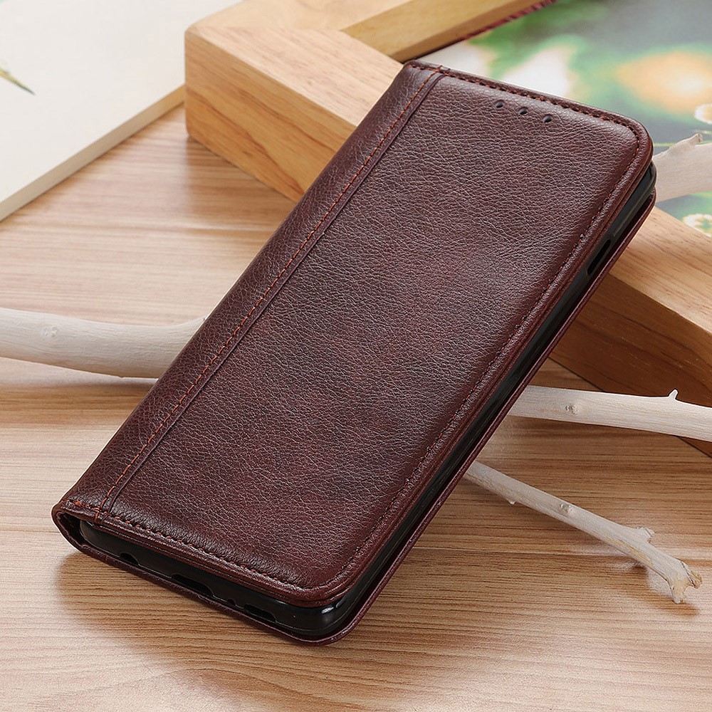 Auto-absorbed Litchi Texture Split Leather Wallet Cover Case for Xiaomi Mi 11 Lite 5G/4G - Brown-9