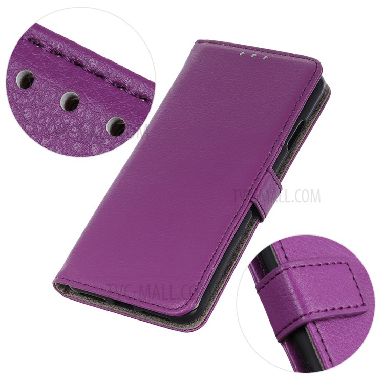 Litchi Skin Wallet Leather Stand Shell for Xiaomi Mi 11 Lite 5G/4G - Purple-10