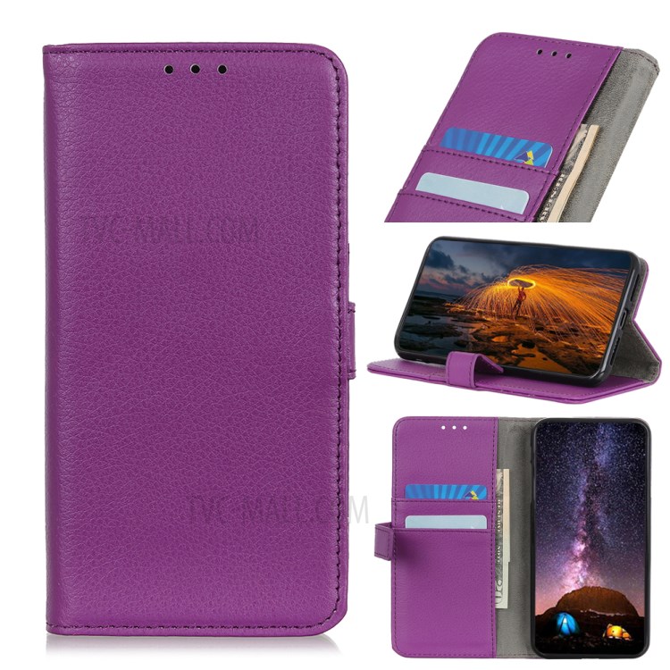 Litchi Skin Wallet Leather Stand Shell for Xiaomi Mi 11 Lite 5G/4G - Purple-11