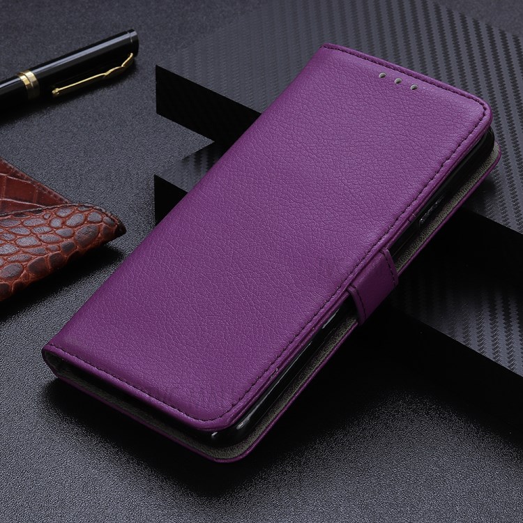 Litchi Skin Wallet Leather Stand Shell for Xiaomi Mi 11 Lite 5G/4G - Purple-12