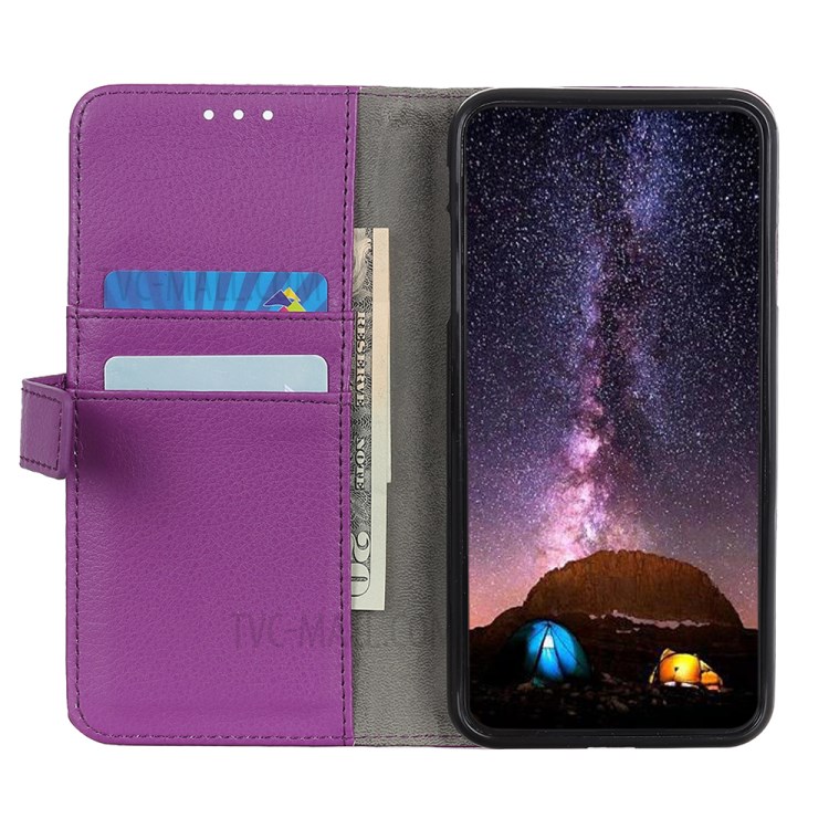Litchi Skin Wallet Leather Stand Shell for Xiaomi Mi 11 Lite 5G/4G - Purple-4
