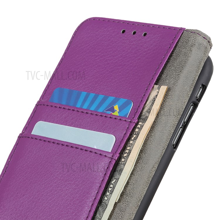 Litchi Skin Wallet Leather Stand Shell for Xiaomi Mi 11 Lite 5G/4G - Purple-5