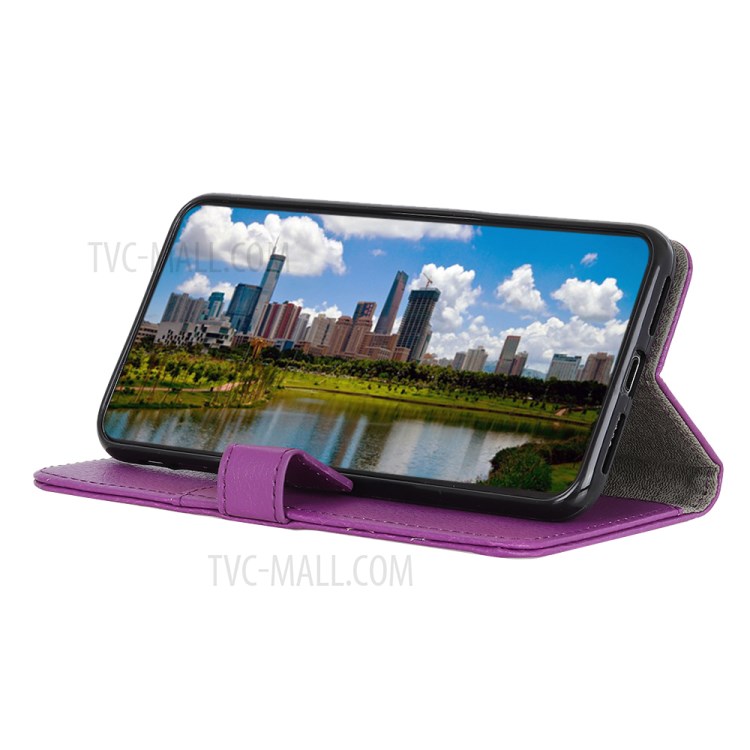 Litchi Skin Wallet Leather Stand Shell for Xiaomi Mi 11 Lite 5G/4G - Purple-6