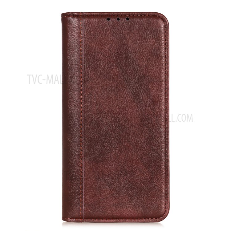 Auto-absorbed Litchi Texture Split Leather Wallet Cover for Xiaomi Mi 11 Pro - Brown-2