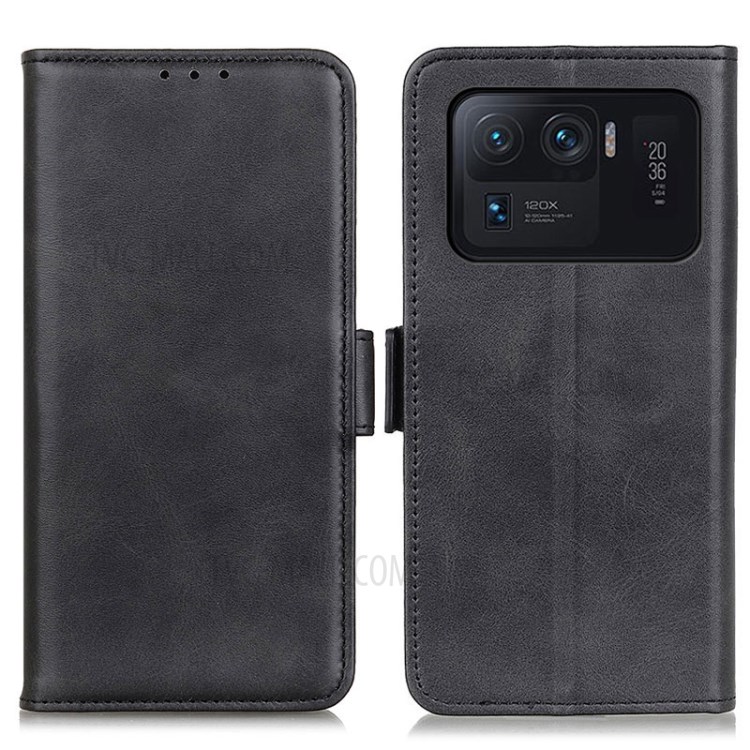 Magnetic Clasp Design Leather Wallet Stand Case Cover for Xiaomi Mi 11 Ultra - Black-1