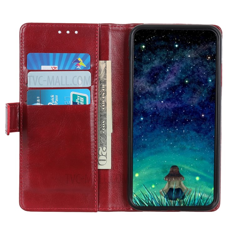 Rivet Decorated Crazy Horse Leather Wallet Case for Xiaomi Mi 11 Ultra - Red-2