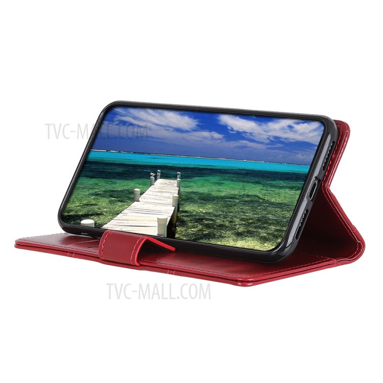 Rivet Decorated Crazy Horse Leather Wallet Case for Xiaomi Mi 11 Ultra - Red-6