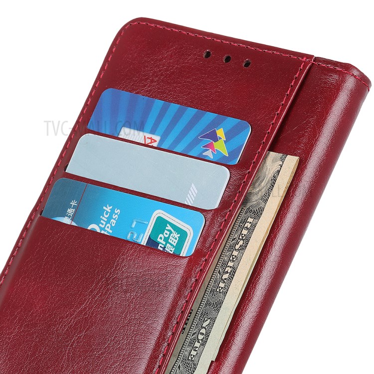 Rivet Decorated Crazy Horse Leather Wallet Case for Xiaomi Mi 11 Ultra - Red-9