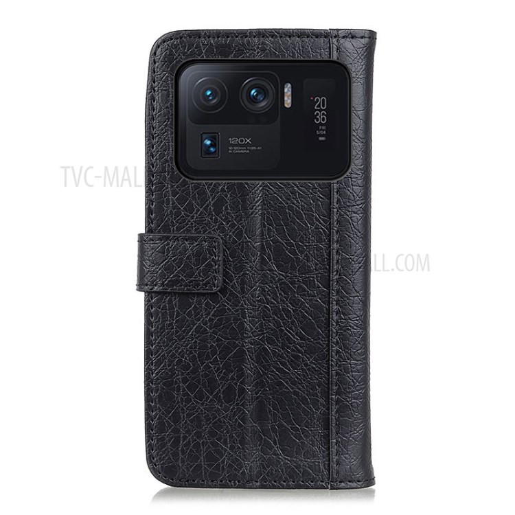 Rhino Texture Leather Case for Xiaomi Mi 11 Ultra with Wallet Stand Cell Phone Accessory - Black-3