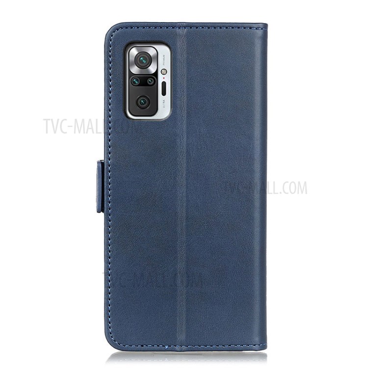 Magnetic Clasp Design Wallet Leather Phone Casing Shell for Xiaomi Redmi Note 10 Pro / 10 Pro Max - Blue-5