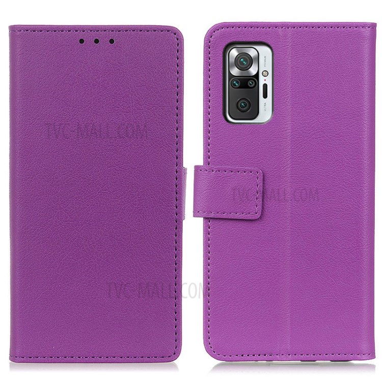 Protective Leather Mobile Phone Cover with Wallet Stand for Xiaomi Redmi Note 10 Pro / 10 Pro Max - Purple-1