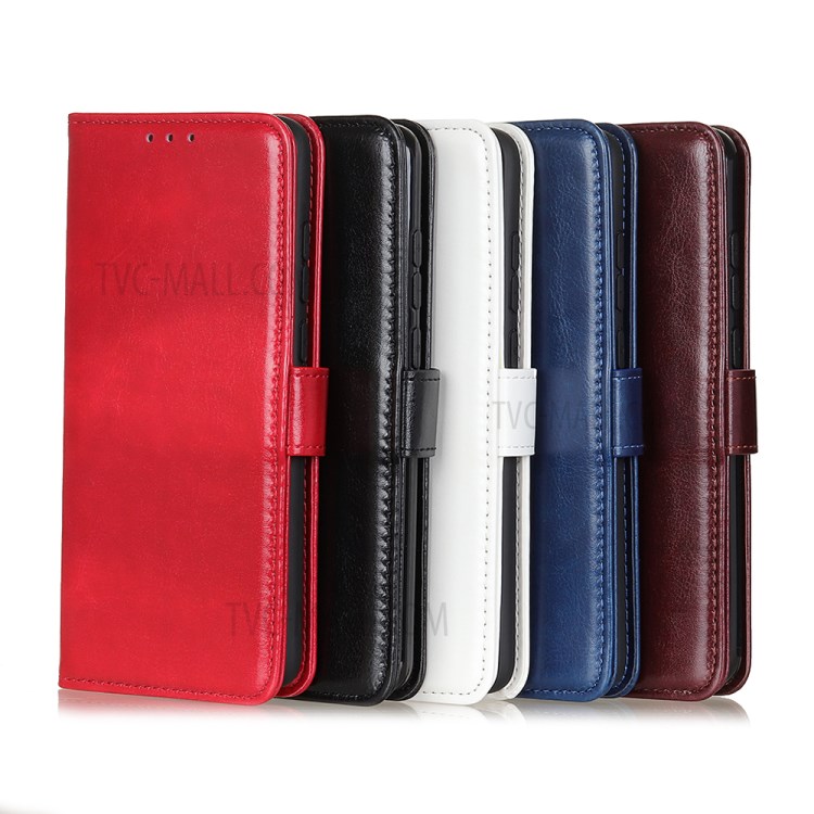 Crazy Horse Wallet en Cuir Shell Pour Xiaomi Redmi Note 10 Pro Max / Redmi Note 10 Pro - Rouge