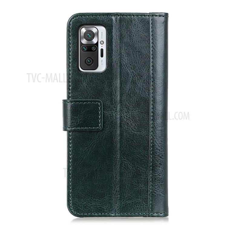Rivet Decorated Crazy Horse Texture Leather Case Wallet for Xiaomi Redmi Note 10 Pro / 10 Pro Max - Green-5