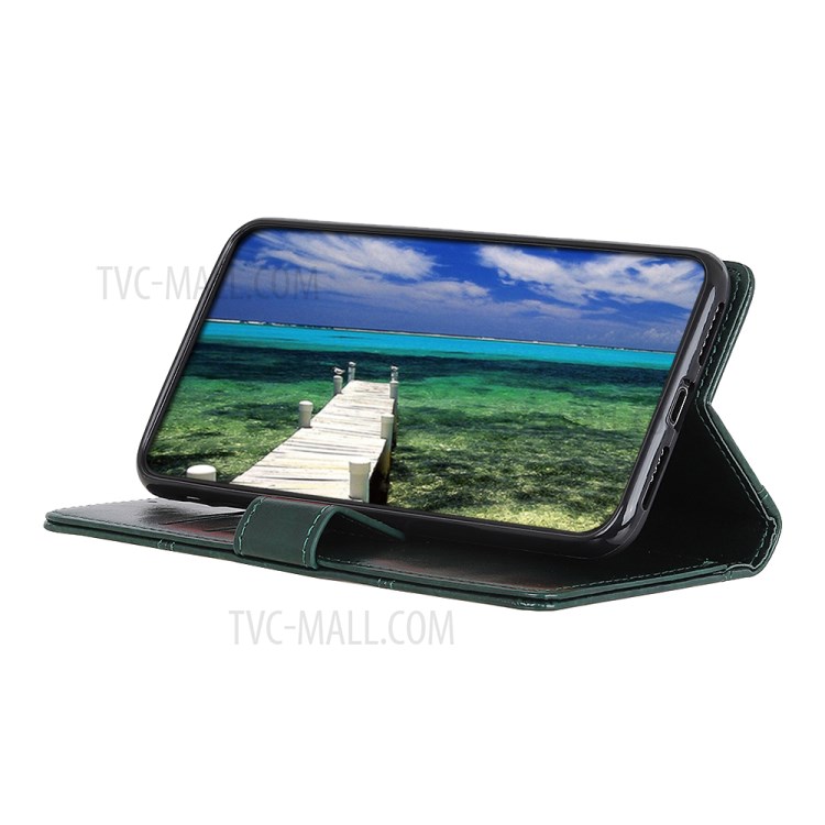 Rivet Decorated Crazy Horse Texture Leather Case Wallet for Xiaomi Redmi Note 10 Pro / 10 Pro Max - Green-6