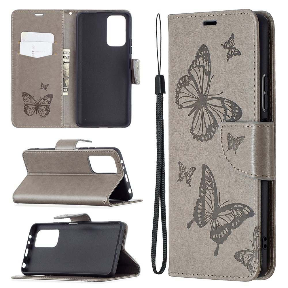 Imprint Butterfly Leather Wallet Case for Xiaomi Redmi Note 10 Pro Max/Redmi Note 10 Pro - Grey-8