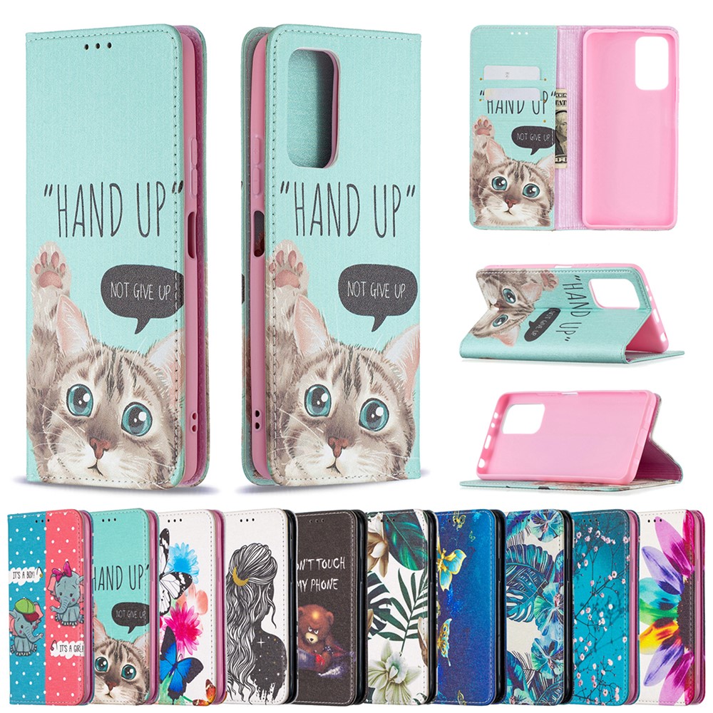 Wallet Design Stylish Pattern Printing Auto-absorbed PU Leather Case with Stand for Xiaomi Redmi Note 10 Pro/Note 10 Pro Max - Cat-10