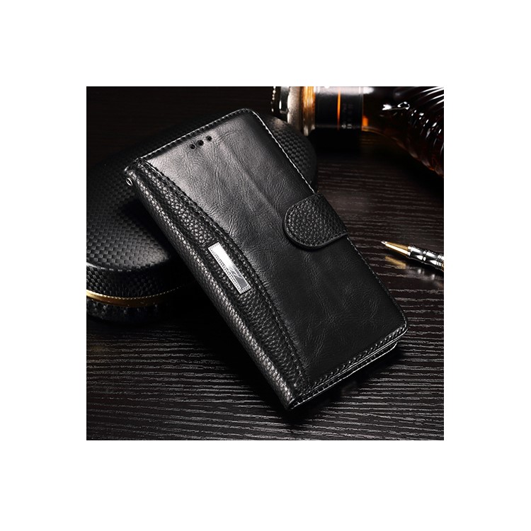 Splicing Wallet Leather Stand Case for Xiaomi Redmi Note 4 - Black-1