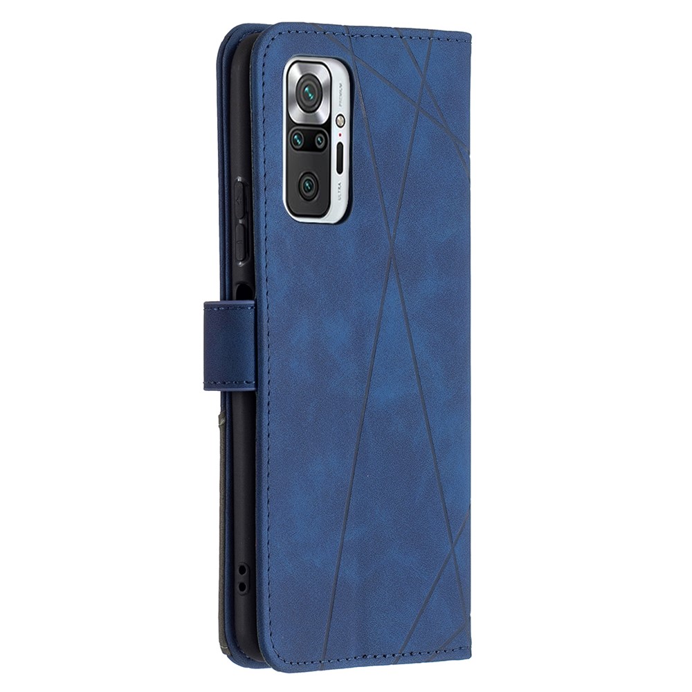 Geometric Texture Wallet Stand Magnetic Clasp Leather Cover for Xiaomi Redmi Note 10 Pro Max / Redmi Note 10 Pro - Blue-2