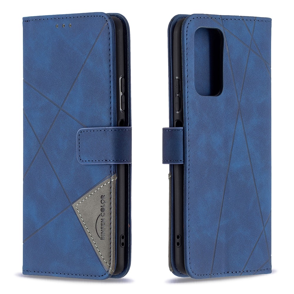 Geometric Texture Wallet Stand Magnetic Clasp Leather Cover for Xiaomi Redmi Note 10 Pro Max / Redmi Note 10 Pro - Blue-3