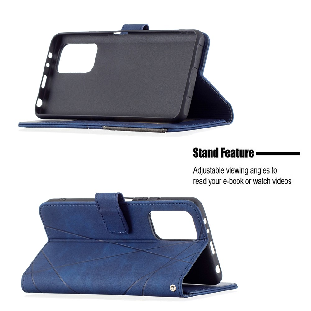 Geometric Texture Wallet Stand Magnetic Clasp Leather Cover for Xiaomi Redmi Note 10 Pro Max / Redmi Note 10 Pro - Blue-4
