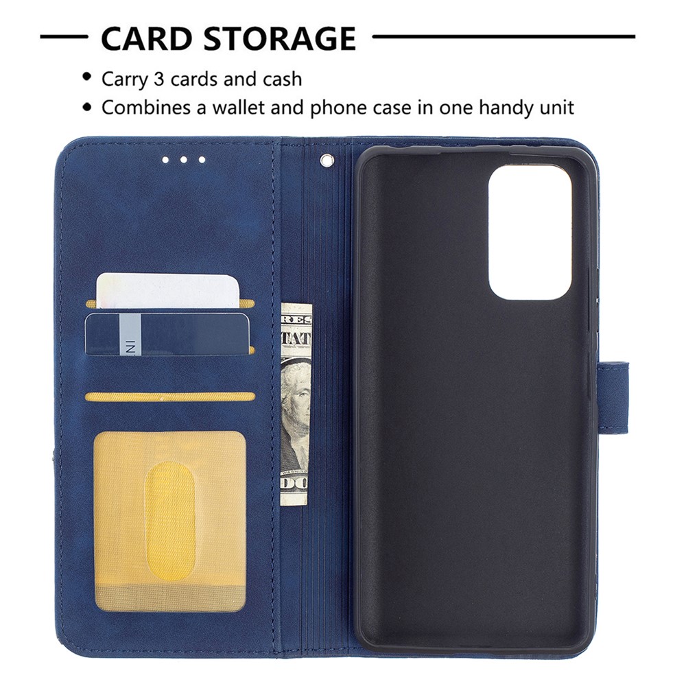Geometric Texture Wallet Stand Magnetic Clasp Leather Cover for Xiaomi Redmi Note 10 Pro Max / Redmi Note 10 Pro - Blue-5