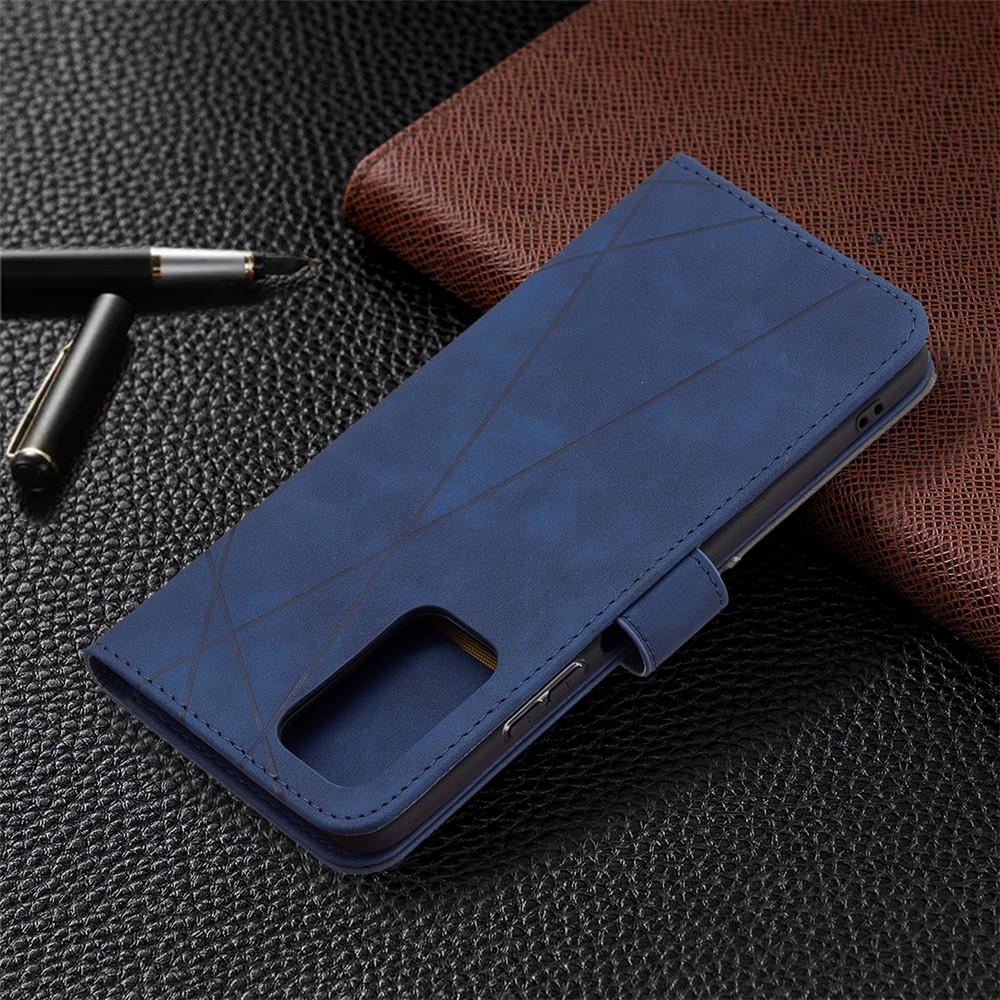 Geometric Texture Wallet Stand Magnetic Clasp Leather Cover for Xiaomi Redmi Note 10 Pro Max / Redmi Note 10 Pro - Blue-7