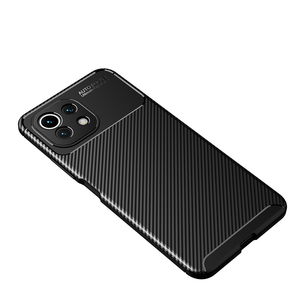 Precise Cut-Out Carbon Fiber Texture Protector TPU Drop-proof Phone Cover for Xiaomi Mi 11 Lite 4G/5G - Black-2