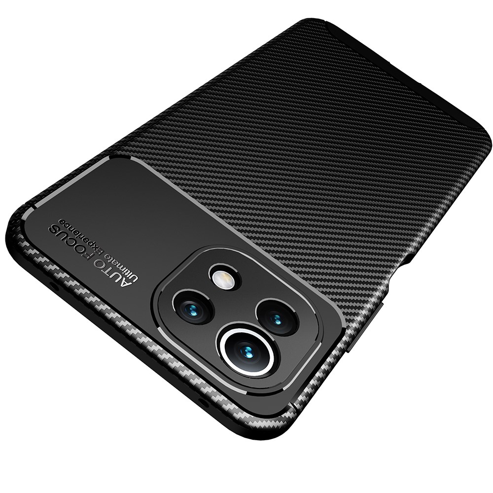 Precise Cut-Out Carbon Fiber Texture Protector TPU Drop-proof Phone Cover for Xiaomi Mi 11 Lite 4G/5G - Black-3