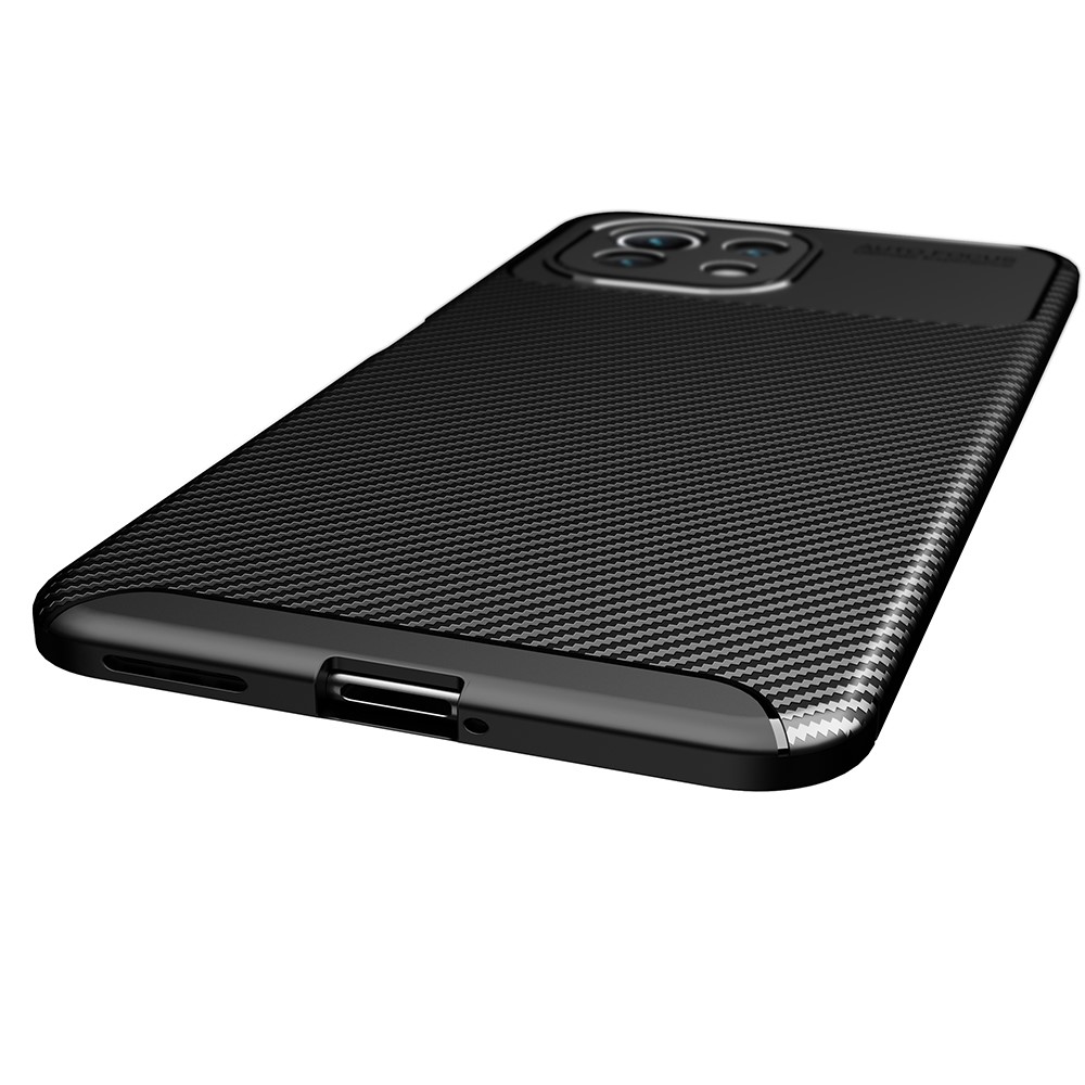 Precise Cut-Out Carbon Fiber Texture Protector TPU Drop-proof Phone Cover for Xiaomi Mi 11 Lite 4G/5G - Black-4
