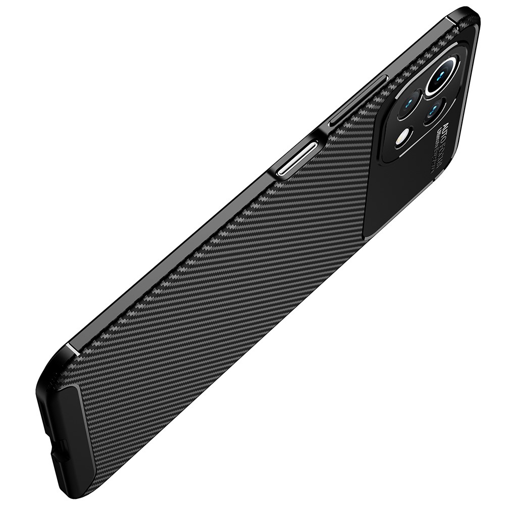 Precise Cut-Out Carbon Fiber Texture Protector TPU Drop-proof Phone Cover for Xiaomi Mi 11 Lite 4G/5G - Black-5
