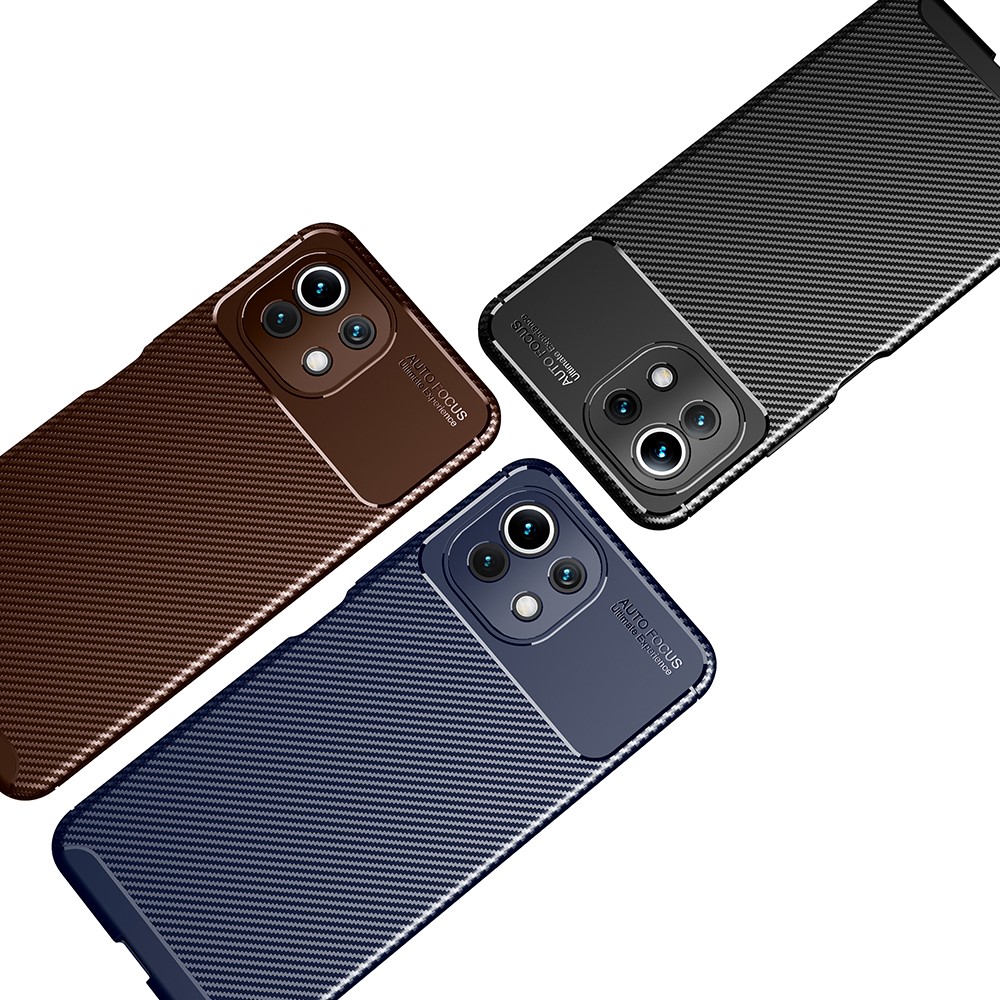 Precise Cut-Out Carbon Fiber Texture Protector TPU Drop-proof Phone Cover for Xiaomi Mi 11 Lite 4G/5G - Black-8