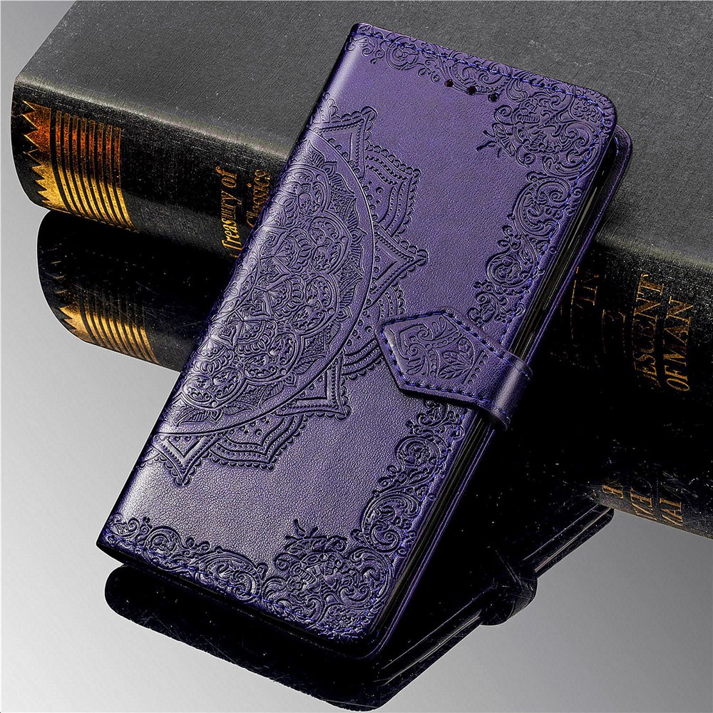 Mandala Flower Imprinting PU Leather Case with Wallet Stand Design for Xiaomi Redmi 9T/9 Power/Note 9 4G (Qualcomm Snapdragon 662) - Purple-2