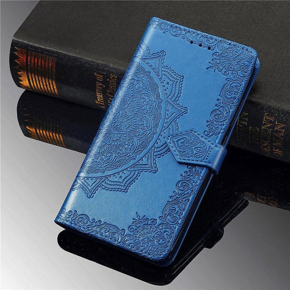 Mandala Flower Imprinting PU Leather Case with Wallet Stand Design for Xiaomi Redmi 9T/9 Power/Note 9 4G (Qualcomm Snapdragon 662) - Blue-2