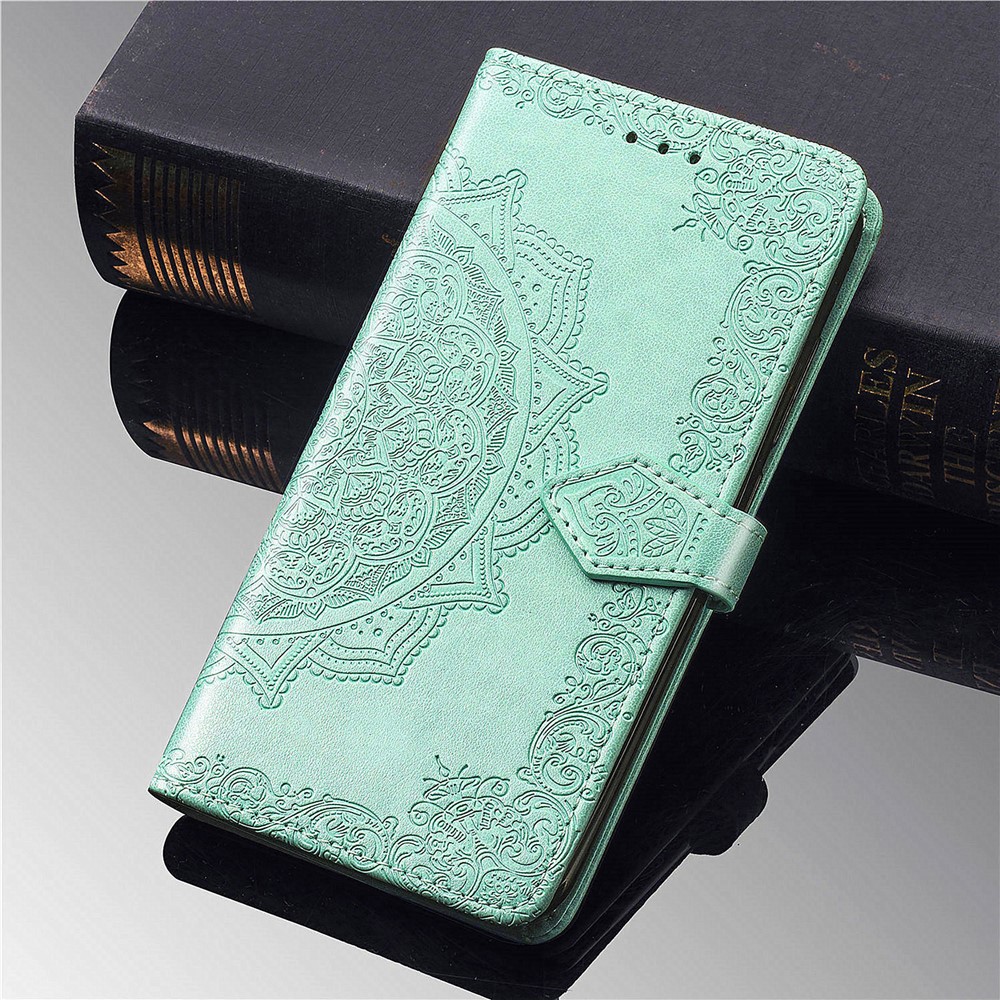 Mandala Flower Imprinting PU Leather Case with Wallet Stand Design for Xiaomi Redmi 9T/9 Power/Note 9 4G (Qualcomm Snapdragon 662) - Green-2