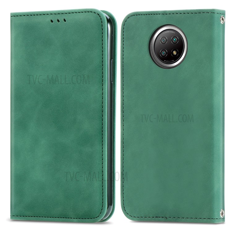 Auto-absorbed Vintage PU Leather Phone Casing for Xiaomi Redmi Note 9 5G / Redmi Note 9T 5G - Green-1