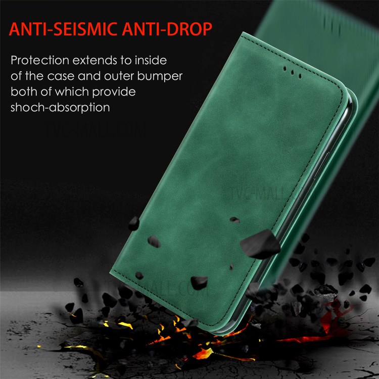 Auto-absorbed Vintage PU Leather Phone Casing for Xiaomi Redmi Note 9 5G / Redmi Note 9T 5G - Green-10
