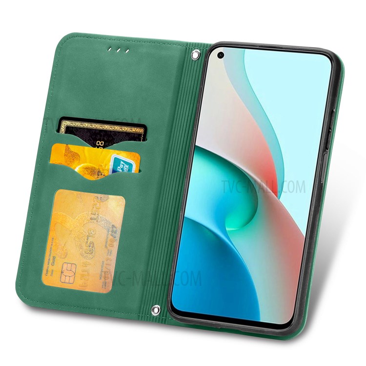 Auto-absorbed Vintage PU Leather Phone Casing for Xiaomi Redmi Note 9 5G / Redmi Note 9T 5G - Green-3