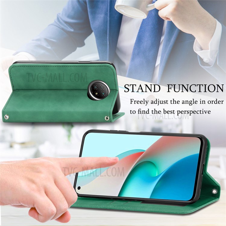 Auto-absorbed Vintage PU Leather Phone Casing for Xiaomi Redmi Note 9 5G / Redmi Note 9T 5G - Green-8