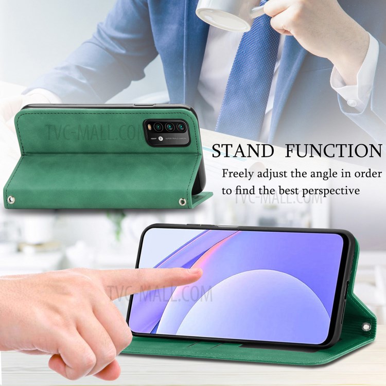 Auto-absorbed Vintage PU Leather Phone Casing for Xiaomi Redmi Note 9 4G (Qualcomm Snapdragon 662) / Redmi 9 Power / Redmi 9T - Green-8