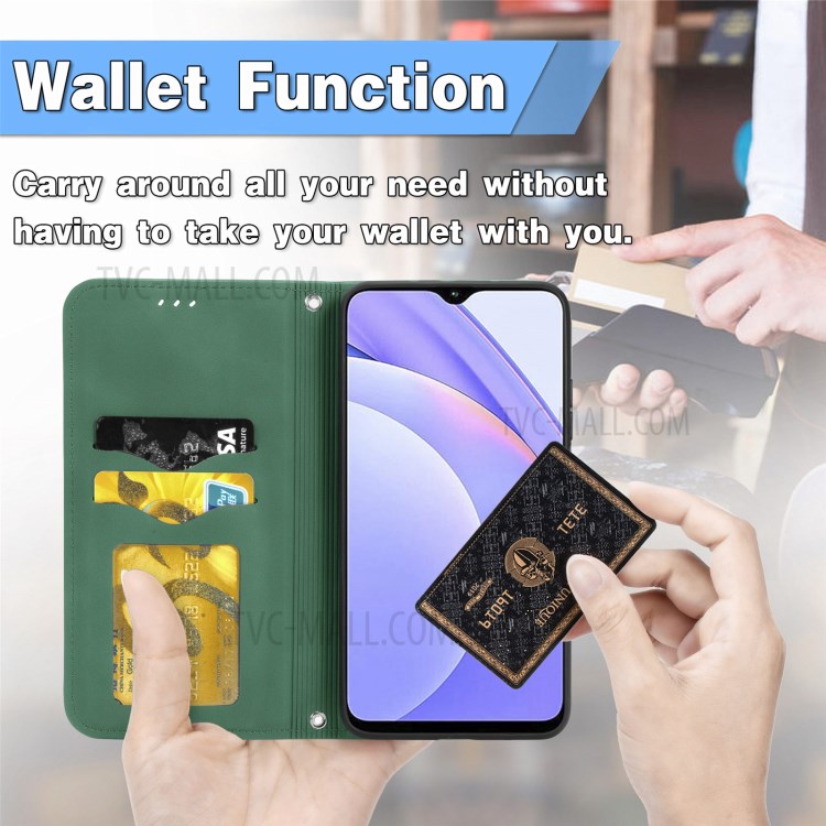 Auto-absorbed Vintage PU Leather Phone Casing for Xiaomi Redmi Note 9 4G (Qualcomm Snapdragon 662) / Redmi 9 Power / Redmi 9T - Green-9