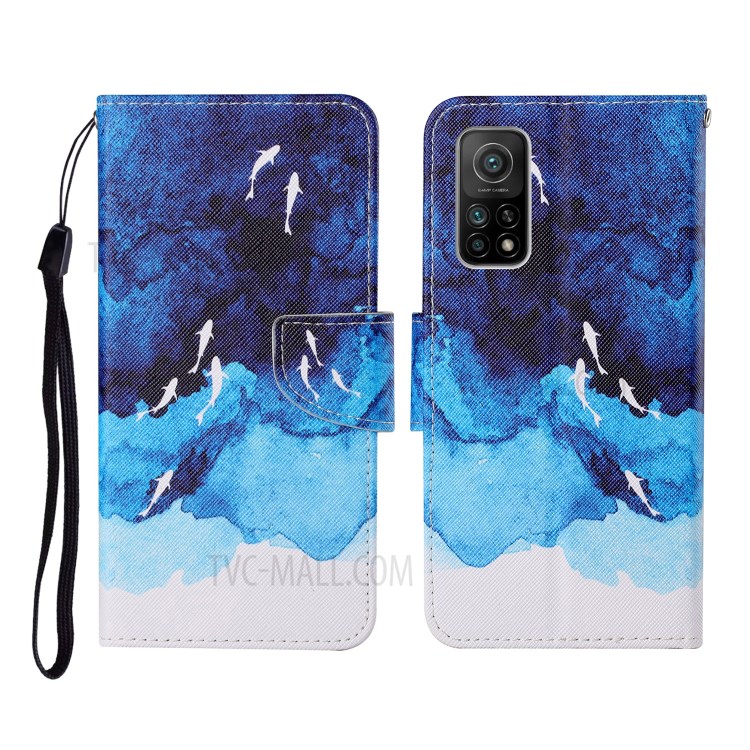 Pattern Printing PU Leather Phone Cover Case with Wallet Stand Design for Xiaomi Mi 10T 5G/Mi 10T Pro 5G/Redmi K30S - Ocean-1