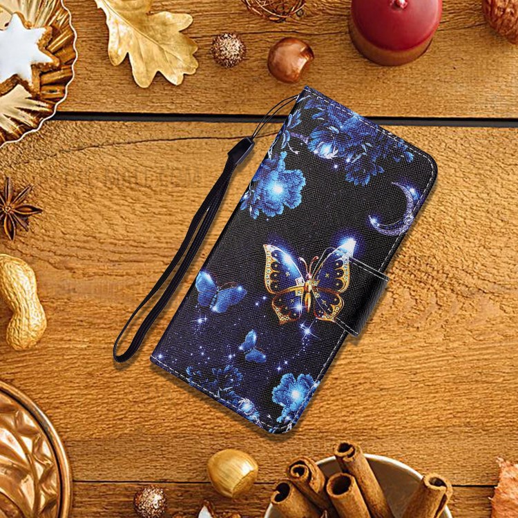 Pattern Printing PU Leather Full Protection Stand Phone Cover Case with Strap for Xiaomi Redmi Note 9 Pro - Butterfly-2