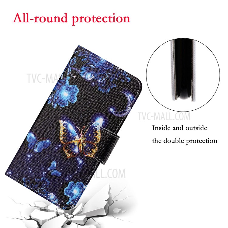 Pattern Printing PU Leather Full Protection Stand Phone Cover Case with Strap for Xiaomi Redmi Note 9 Pro - Butterfly-4