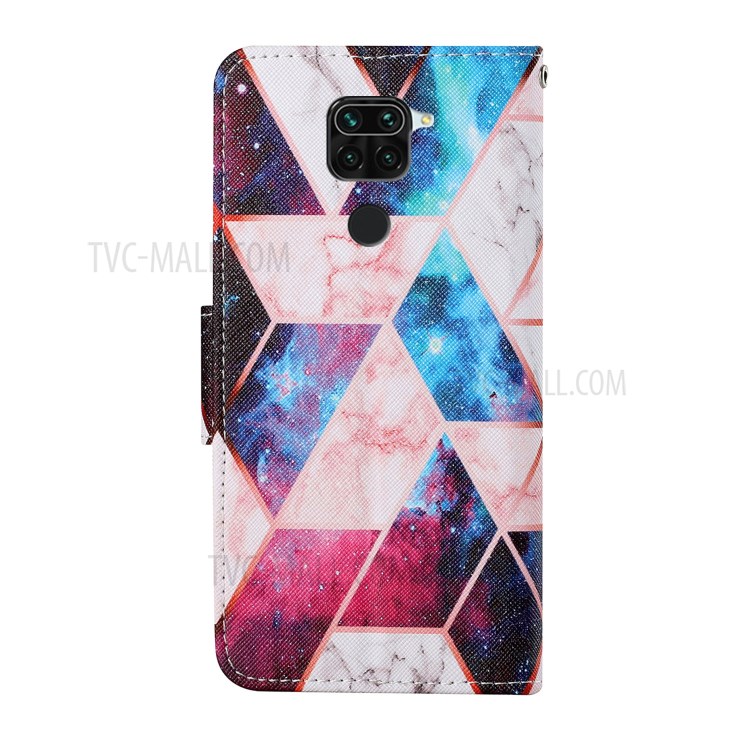 Cross Texture Pattern Printing PU Leather Full Protection Phone Cover Case with Stand for Xiaomi Redmi Note 9 (MTK Helio G85)/10X 4G - Nebula-6