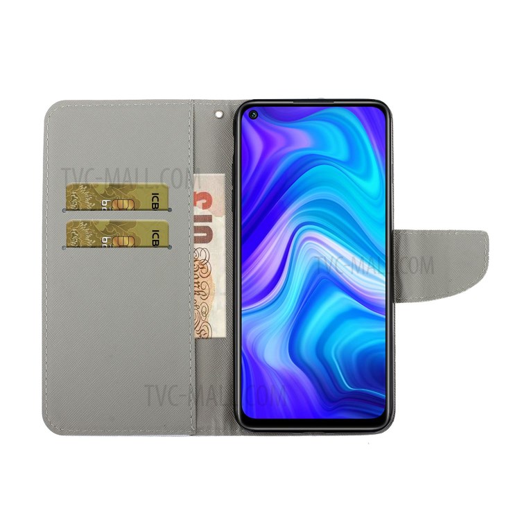 Cross Texture Pattern Printing PU Leather Full Protection Phone Cover Case with Stand for Xiaomi Redmi Note 9 (MTK Helio G85)/10X 4G - Nebula-7